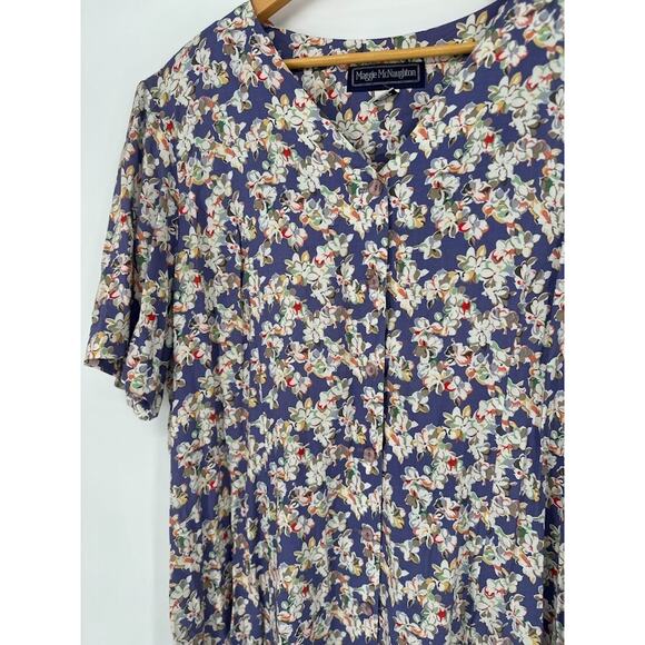 Vintage Maggie McNaughton Dress 22W Floral 90s Button Front Prairie Cottagecore - Picture 2 of 12